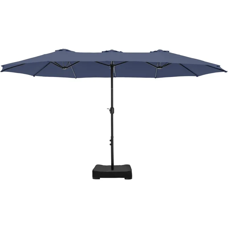 15 ft Extra Large Patio Umbrella,Rectangular Outdoor Umbrella Heavy Duty, Market Umbrella Double-sided Fade Resistant, Navy Blue