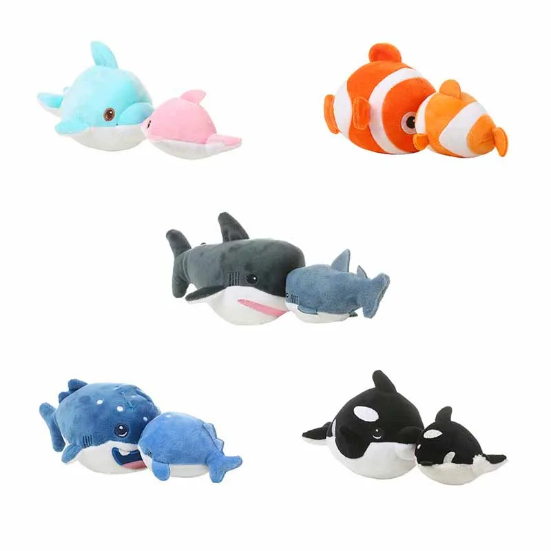 

Novelty Funny Simulation Sea Animal Plush Toy Parent-child Pull String Kiss Models Dolphin Shark Series Plush Doll Birthday Gift