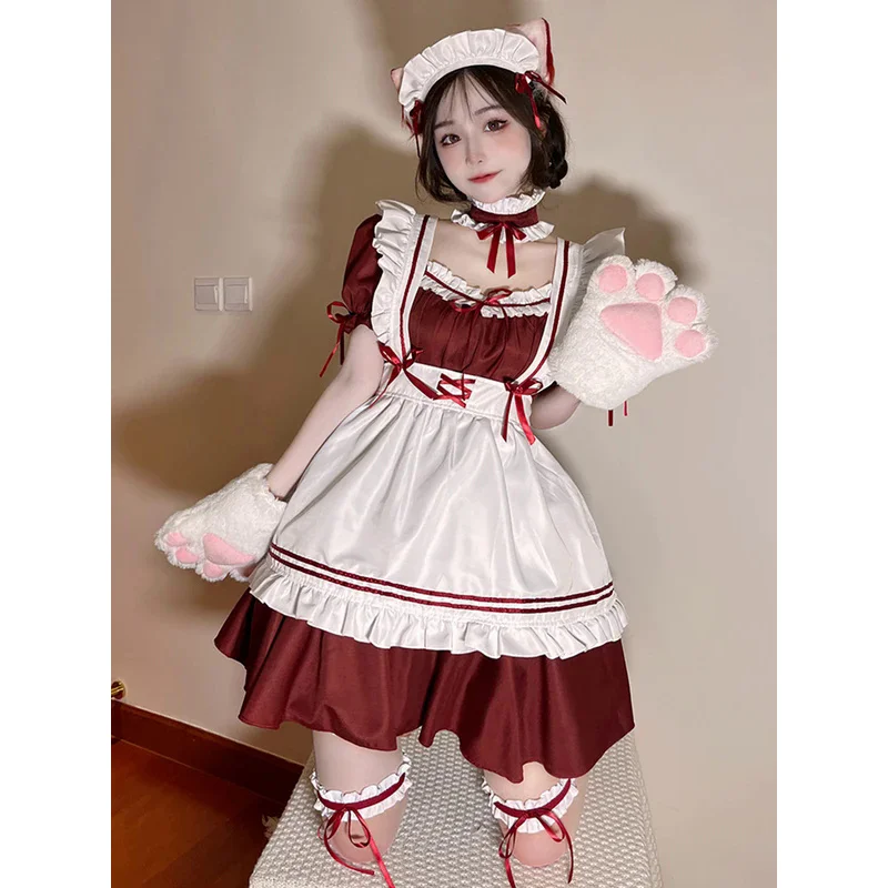 Sexy Maid Cosplay Costume Low Chest Lolita Outfit Anime Sweet Cute Japanese Uniform Carnival Party Lovely Girl Women Fartuch Dress