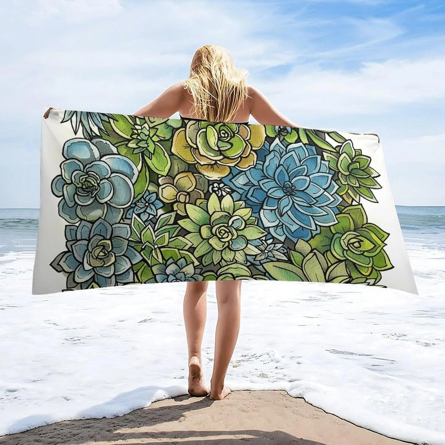 Succulents photo Beach Towel for Family stuffs friend Gifts Quick-Dry Sand free For Bath Yoga Tourism Beach Camping Swimming GYM