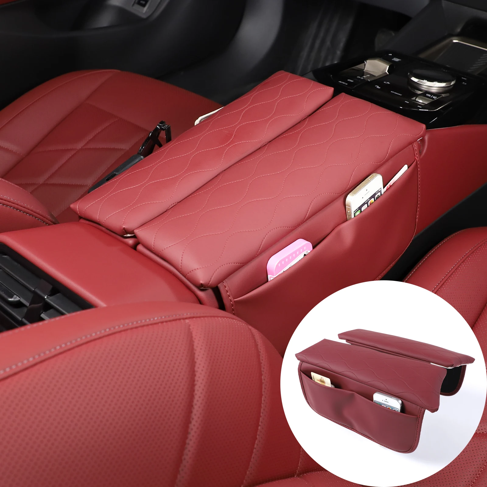 

For BMW 5 Series G60 2024 Leather Car Armrest Box Cover Center Console Armrest Protector Pad Trim Car Accessories