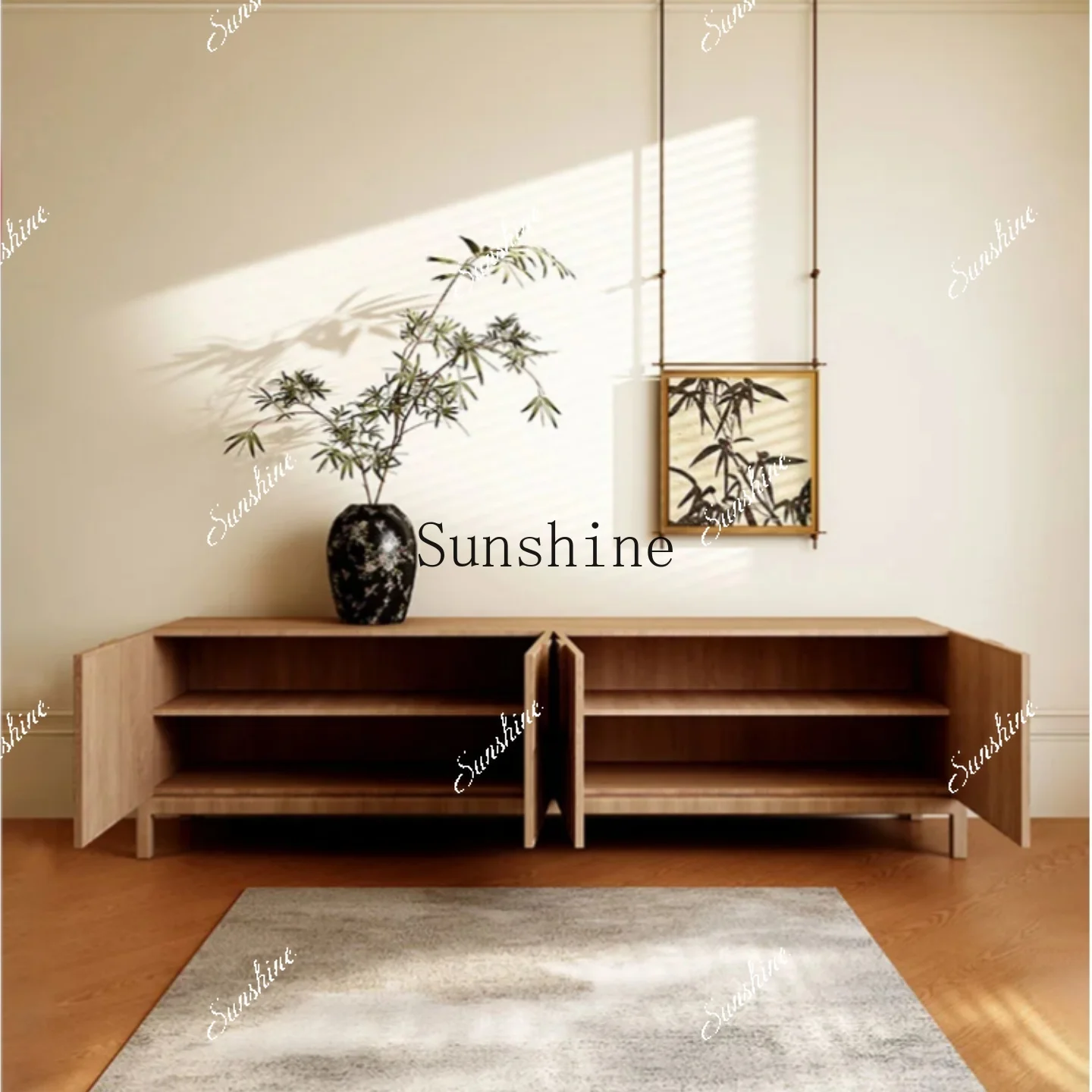 

Medieval solid wood dining side cabinet retro storage entrance cabinet FT