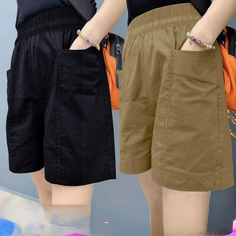 

Women Summer Pants Beige Female Fashion Sports Shorts Women's Style Loose and Thin Wide-footed Casual G83