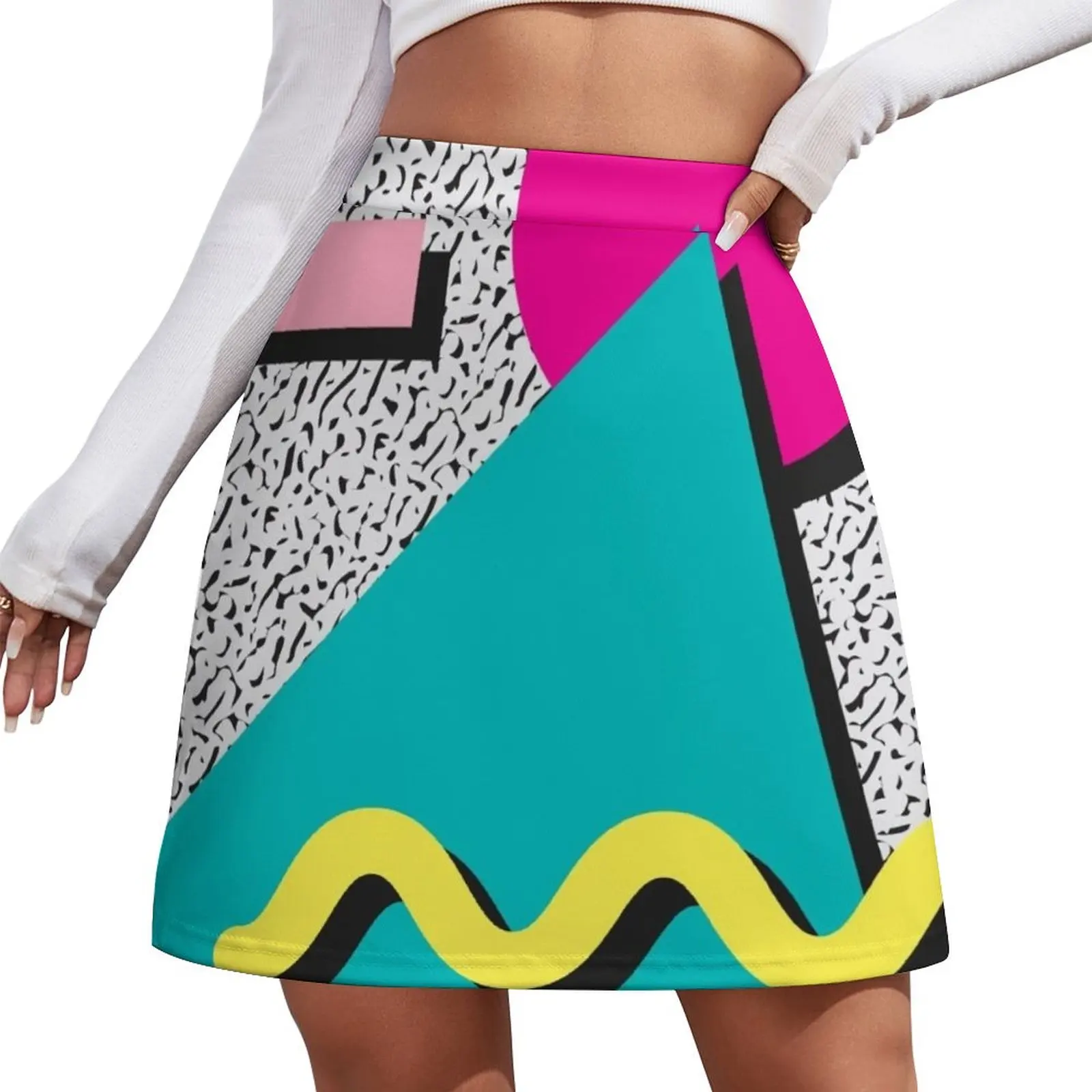 1980s Abstract Pattern Mini Skirt night club outfit night club women Kawaii Women skirts