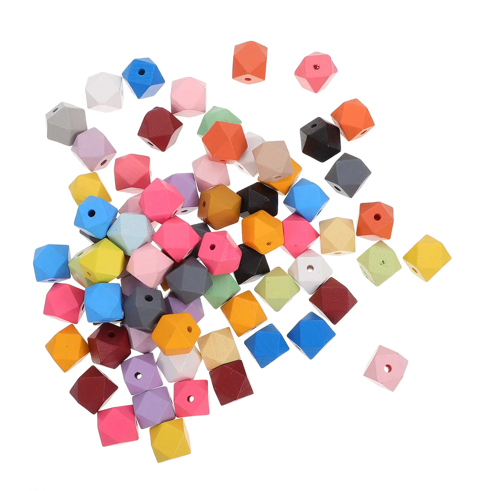 

70 Pcs Wooden Bead Bracelet Beads with Holes DIY Wreath Decor Craft Making Supplies Octagonal Jewelry Accessories Loose
