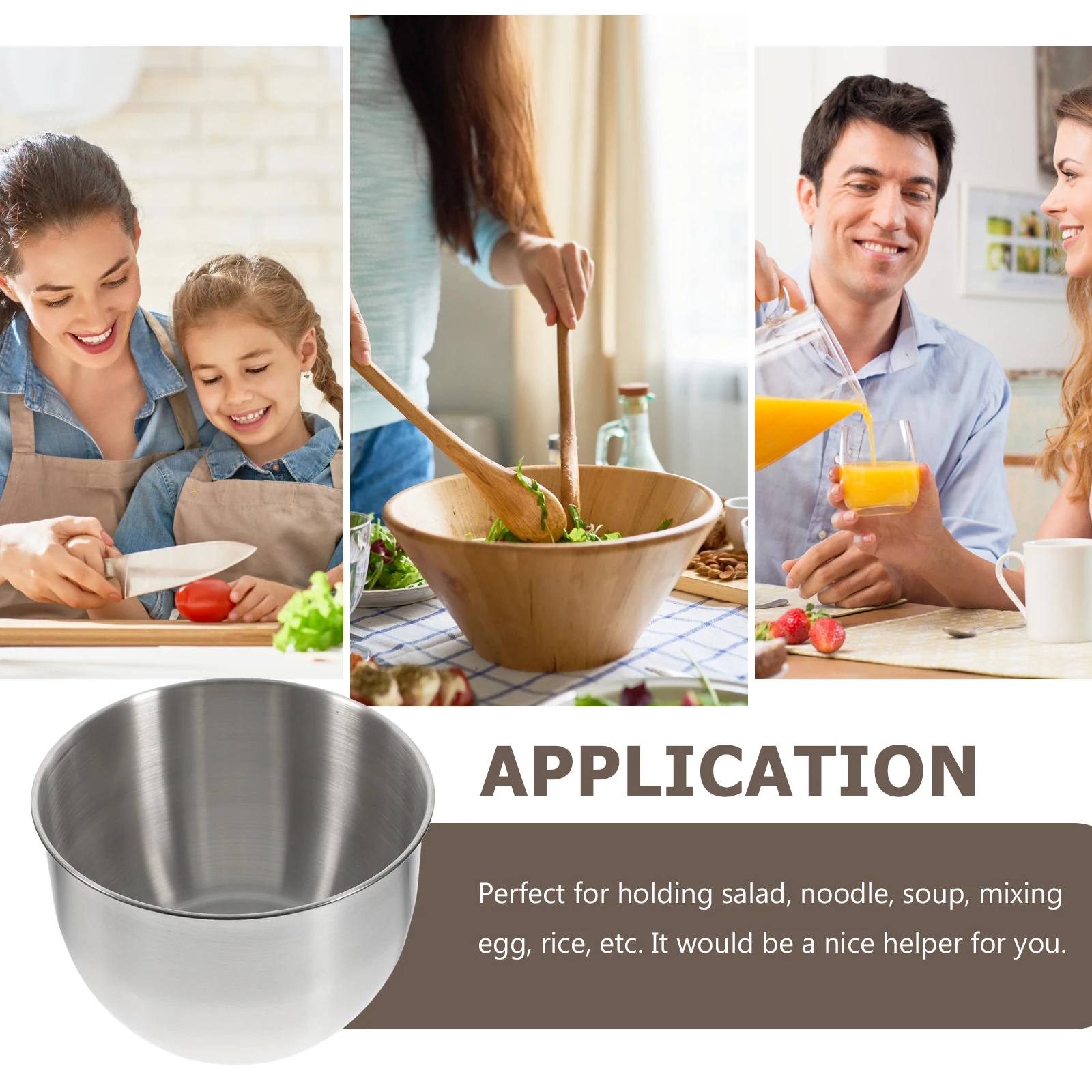 

Stainless Steel Mixing Bowls Egg Beater Salad Baking Food Serving Large Kitchen Mixing Bowl Capacity Kitchen Storage