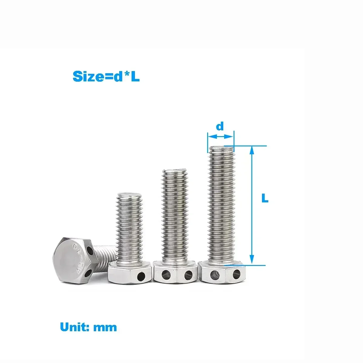 

304 Stainless Steel Head Hole External Hexagonal Screw / With Hole Bolt Safety Hole Screw M6-M16