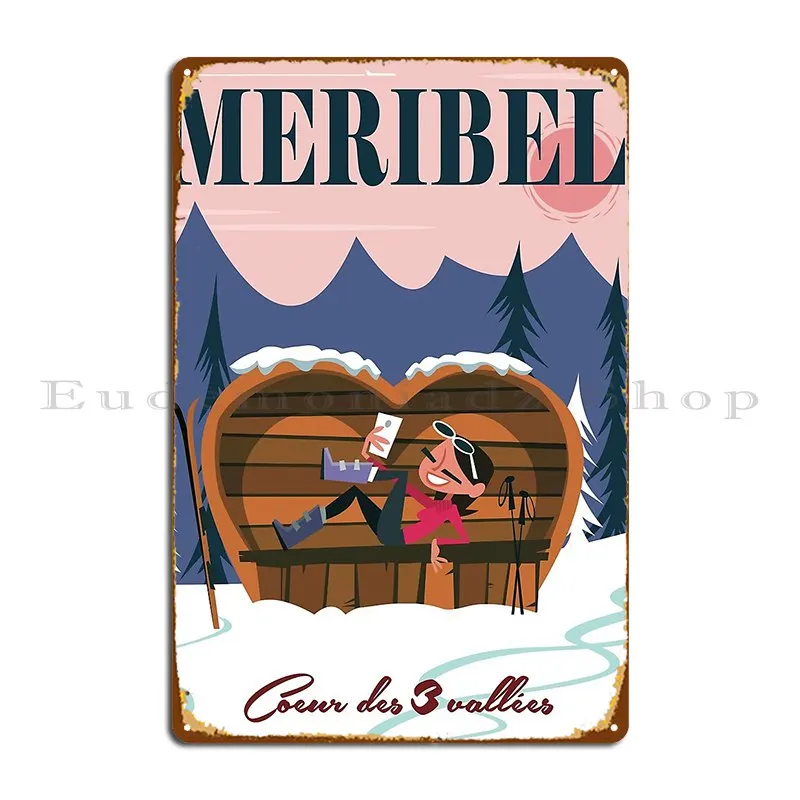 Meribel Ski Poster Metal Plaque Poster Kitchen Vintage Rusty Club Create Tin Sign Poster