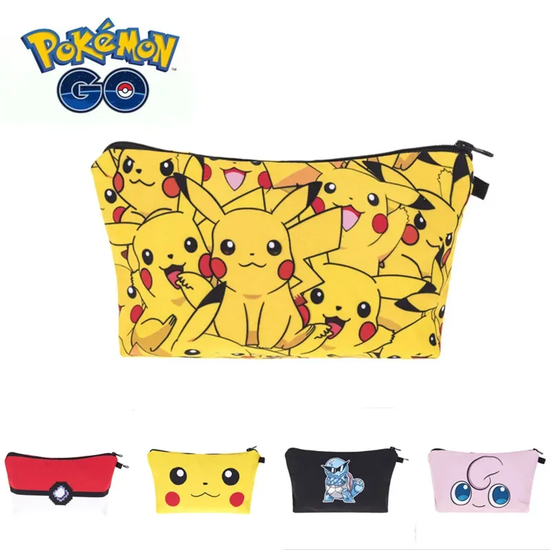 Anime Pokemon Pikachu borsa cosmetica borsa cosmetica da viaggio borsa da toilette impermeabile borsa da viaggio borsa da donna borsa da bellezza