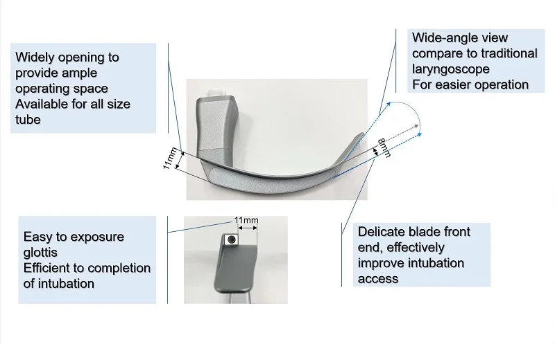 Laringoscopio de vídeo con 6 cuchillas de acero inoxidable, cuchillas de venta al por menor y cables guía, compra en cualquier combinación