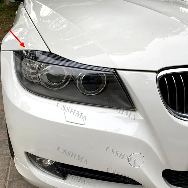 Headlight Eyebrow Trim Fit For BMW 3 Series E90 E91 320i 330i 2005-2012 Front Lamp Eyelid Sticker Exterior Mod