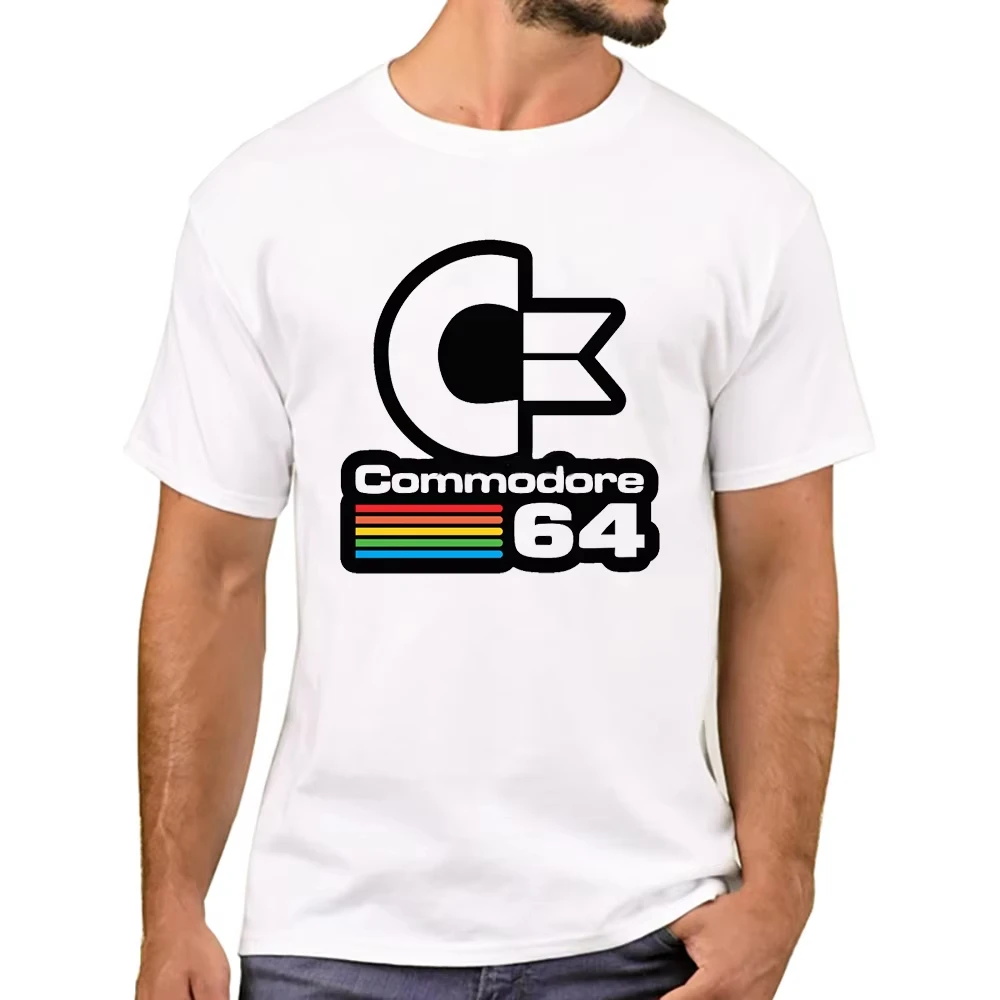 أزياء الرجعية الرجال تي شيرت خمر C64 كومودور 64 الكمبيوتر المطبوعة مضحك تي شيرت قصيرة الأكمام بلايز Harajuku المحملة
