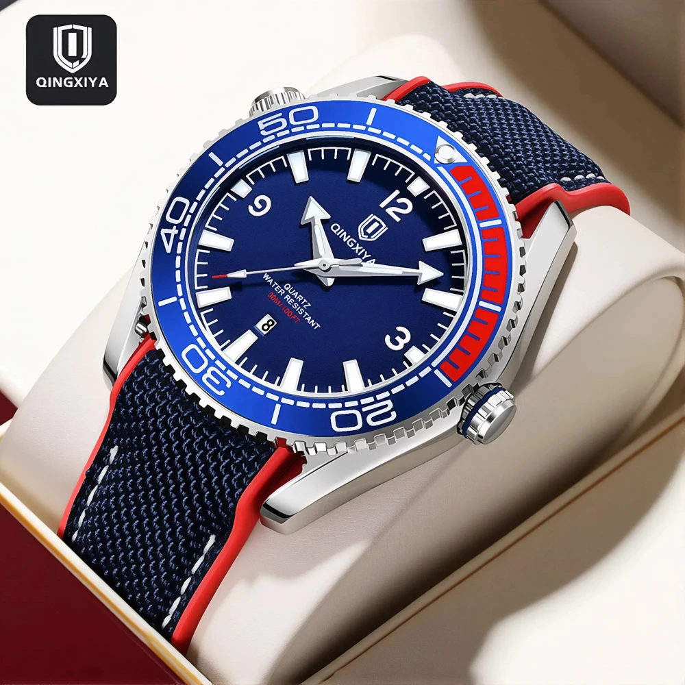 QINGXIYA Men Casual Sport Military Quartz Calendar Wrist Watch for Man Business Silicone Waterproof Male Clock Relogio Masculino