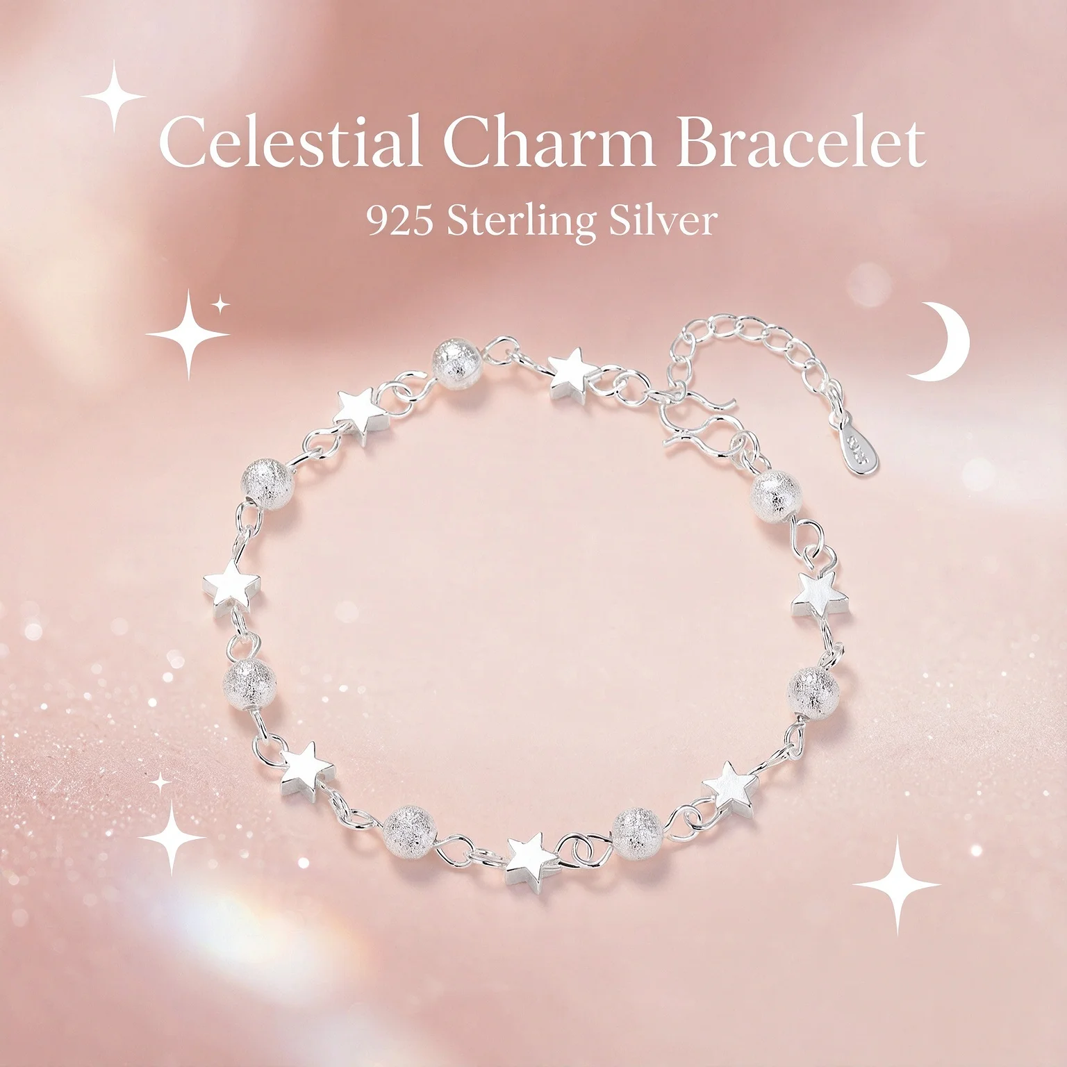 Exquisite 925 Sterling Silver Star Planet Adjustable Bracelets For Women Girls Daily Anniversary Party Fashion Jewelry Gifts