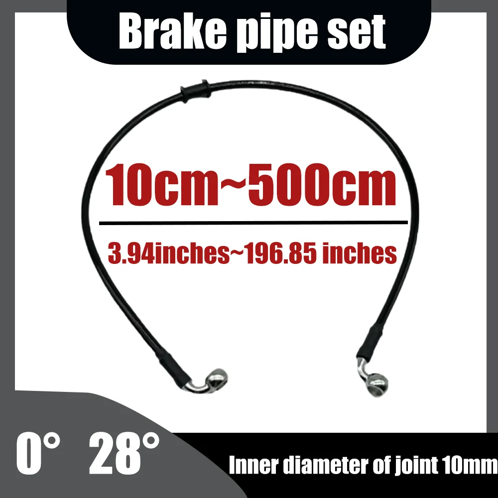 

0° 28°ID10mm 10cm-500cm Motorcycle Hydraulic Brake Hose LineSpecificmulti Angle High-Temperature Resistant Brake Braided Black