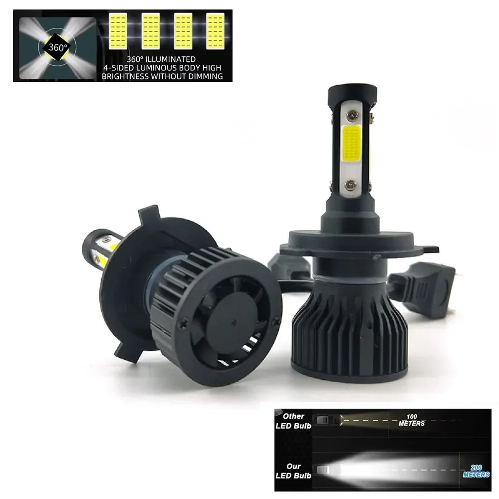 

2X 4Sides LED Headlight Car H7 H4 H11 H13 9004 9005 5202 9007 H13 2Sides H3 H1 White Bulbs Auto Headlamp 12V Four Luminous Faces