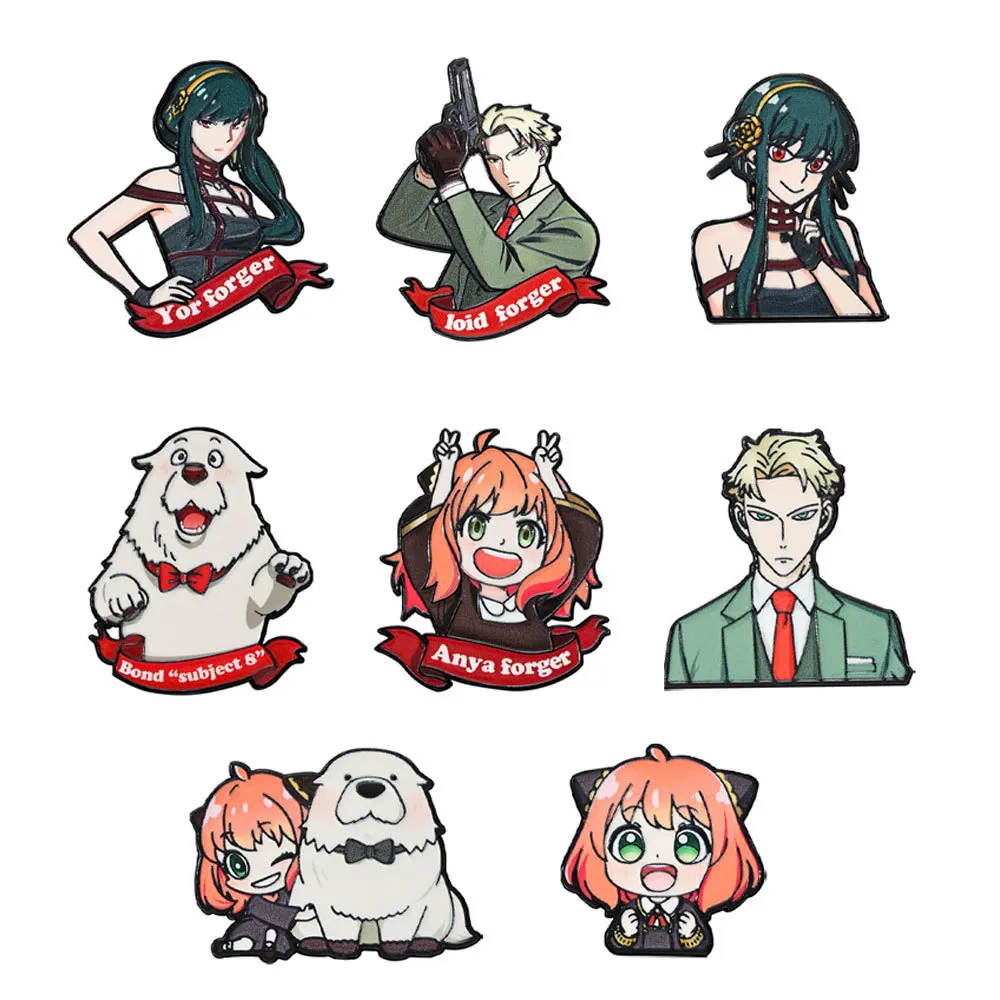 8Pcs SPY×FAMILY Enamel Pins Anya Loid Yor Bond Metal Brooch Lapel Badge Backpack Clothes Decor Anime Fan Collectible Gift