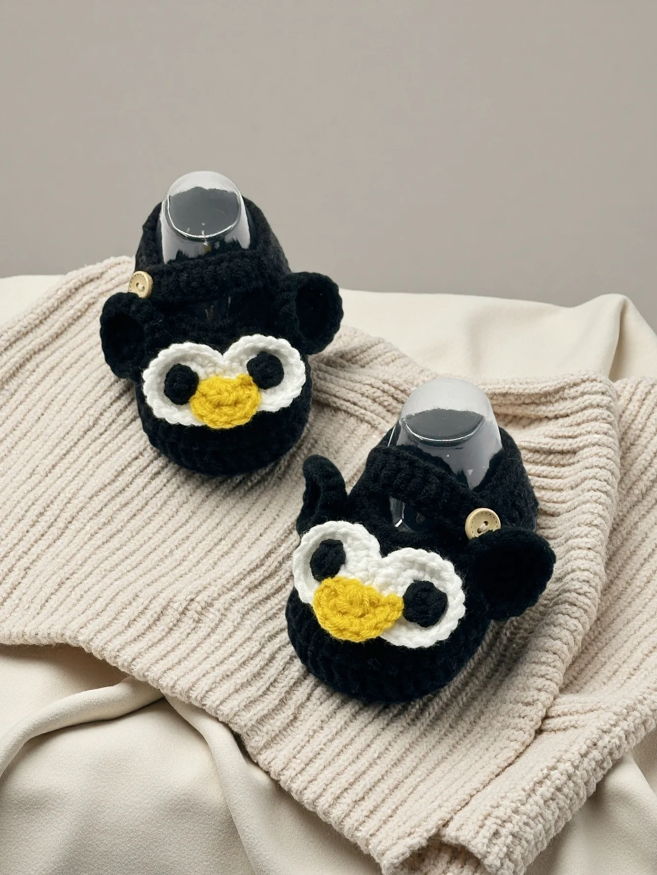 1 Pair Cartoon Handmade Crochet Baby Booties, Newborn Infant Shoes