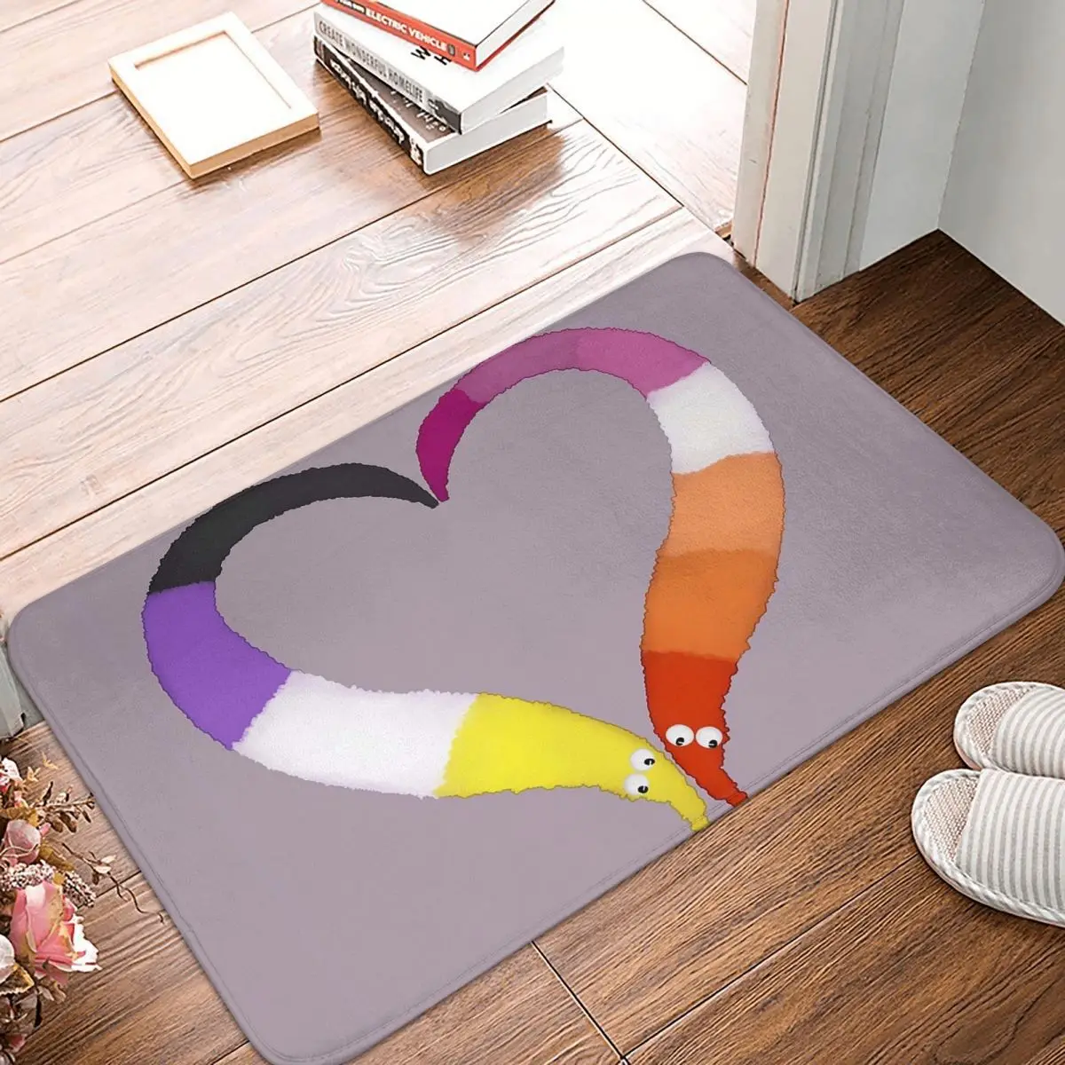 Nonbinary Lesbian Worm On A String Hear Non-slip Doormat Floor Mat Carpet Rug for Kitchen Entrance Home Balcony Footpad Mats