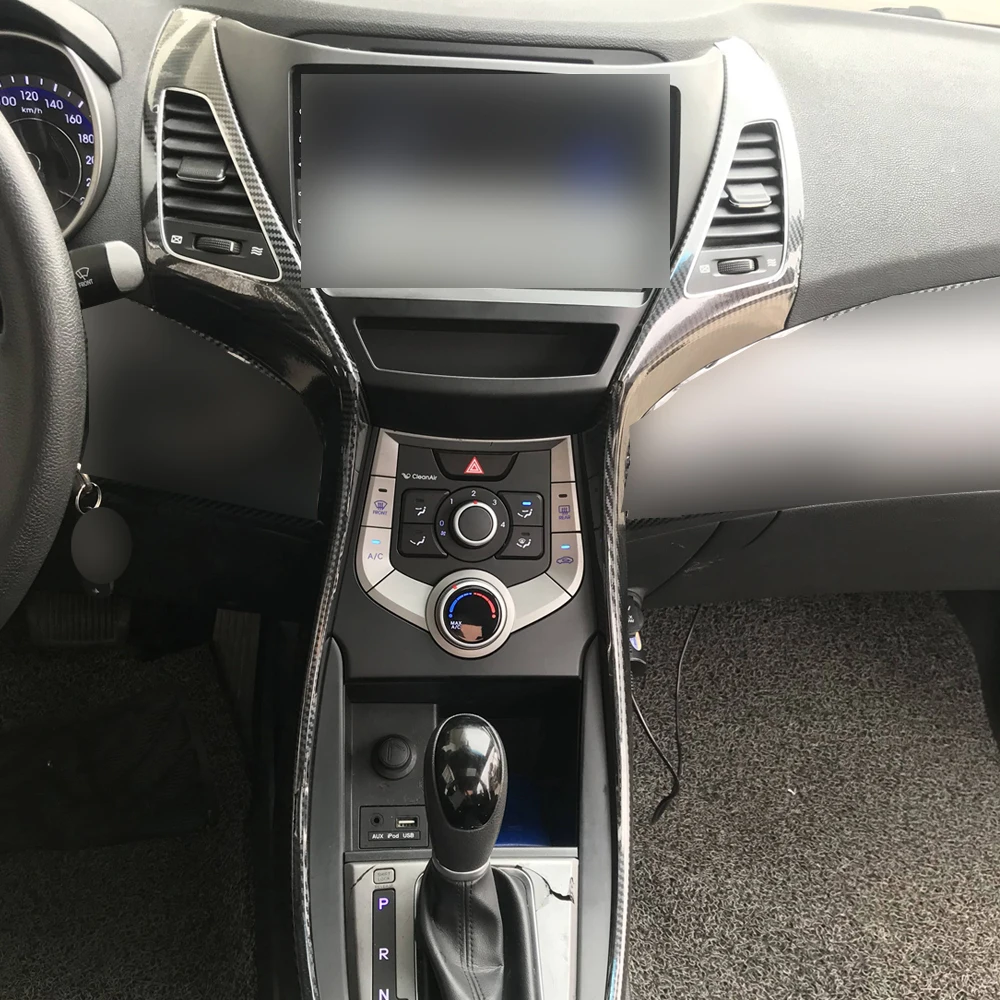Carbon Fiber Interior car Sticker For Hyundai Elantra MD 2012-2016 Central Console Gear Shift Panel Door Handle Cover Trim