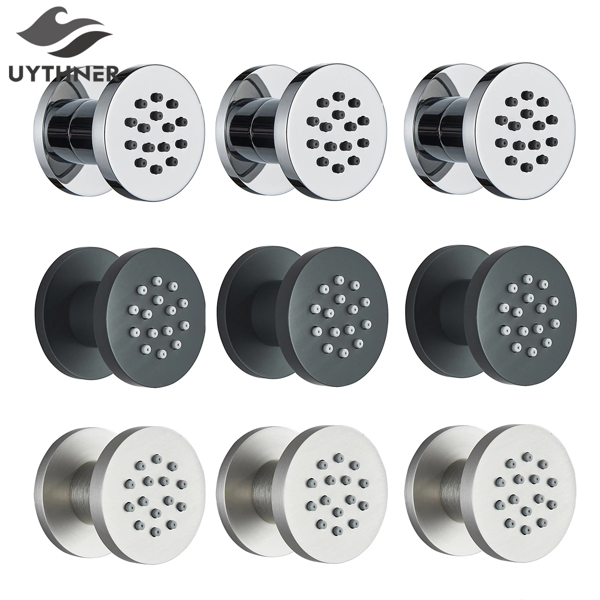 

Newly Luxury Brass Body Sprays Round Shower SPA Massage Jets Concealed Bathroom Shower Sprayer Head Faucet Accessories