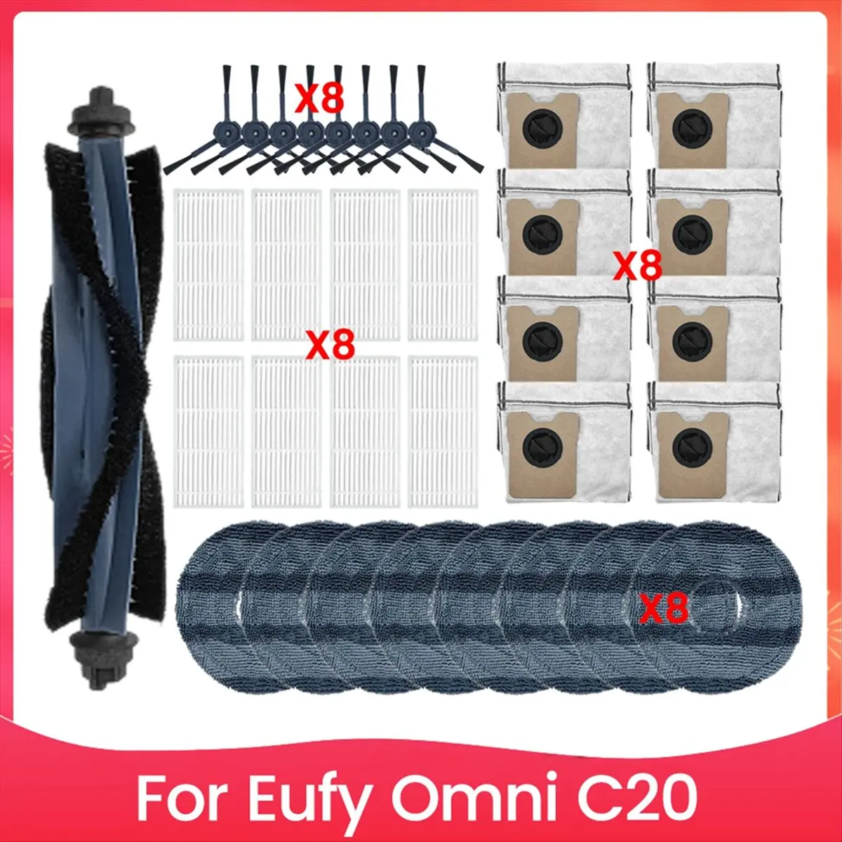 

Комплект аксессуаров N18R для Omni C20, основная боковая щетка, мешок для пыли, фильтр Hepa, тряпки для швабры, запасные части для бытовой уборки