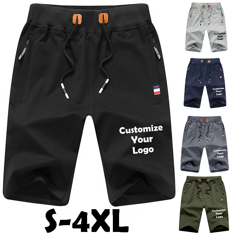 

Customized Mens Casual Summer Sports Jogger Drawstring Shorts Solid Color Zipper Pocket Pants Cotton Beach Short Pants