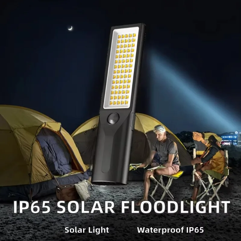 Portable IP65 Waterproof LED Solar Floodlight Emergency Camping & Outdoor Fishing Light Made of Durable Plastic