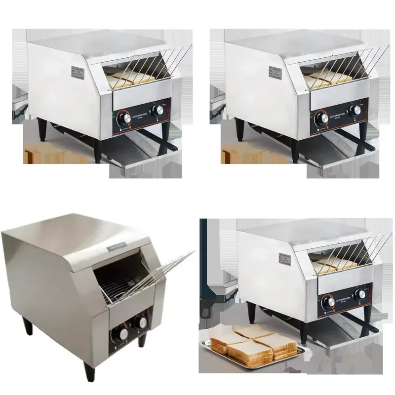 for Electric Commercial Sandwich Grill Conveyor Belt Toaster 150 Slices Hour 1300W Heavy Duty Restaurants Bakeries