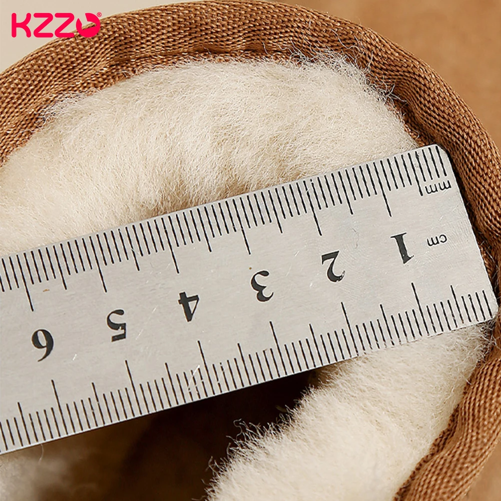 KZZO Women\'s Ultra Mini Platform Snow Boots Sheepskin Suede Leather Sheep Fur Lined Casual Thick Sole Ankle Winter Warm Shoes