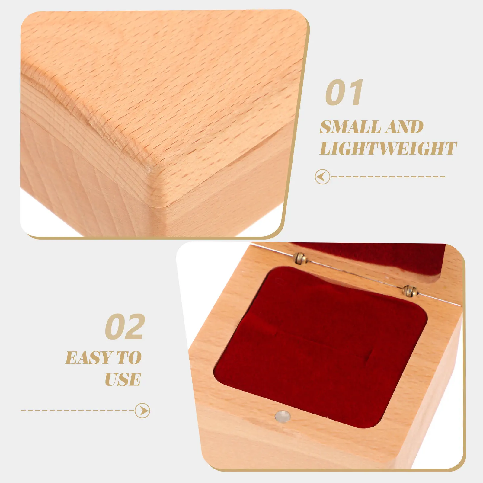 

Wooden Ring Box for Wedding Ceremony Elegant Jewelry Display Holder Storage Compartment for Rings and Earrings