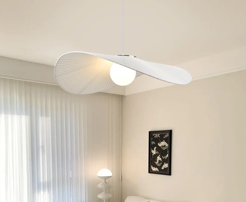 Nordic Home Deocr Hat Pendant Lights White Black Pleated