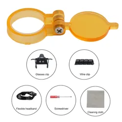 Peças sobressalentes para farol e farol, Lupas dentárias, Lab Medical Magnifier Clip, Filtro Amarelo, Chave de fenda, Pano de limpeza