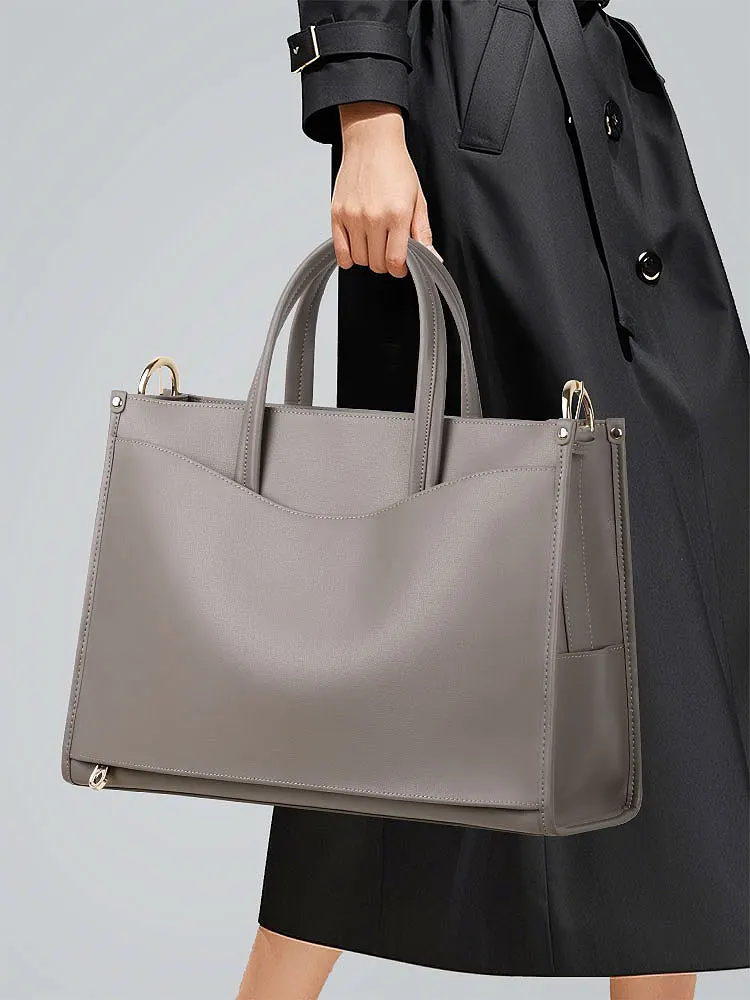 

Genuine Leather Women's Handbags A4 14 Inch Laptop Shoulder Tote Bag Large Capacity Briefcase Commute Bags