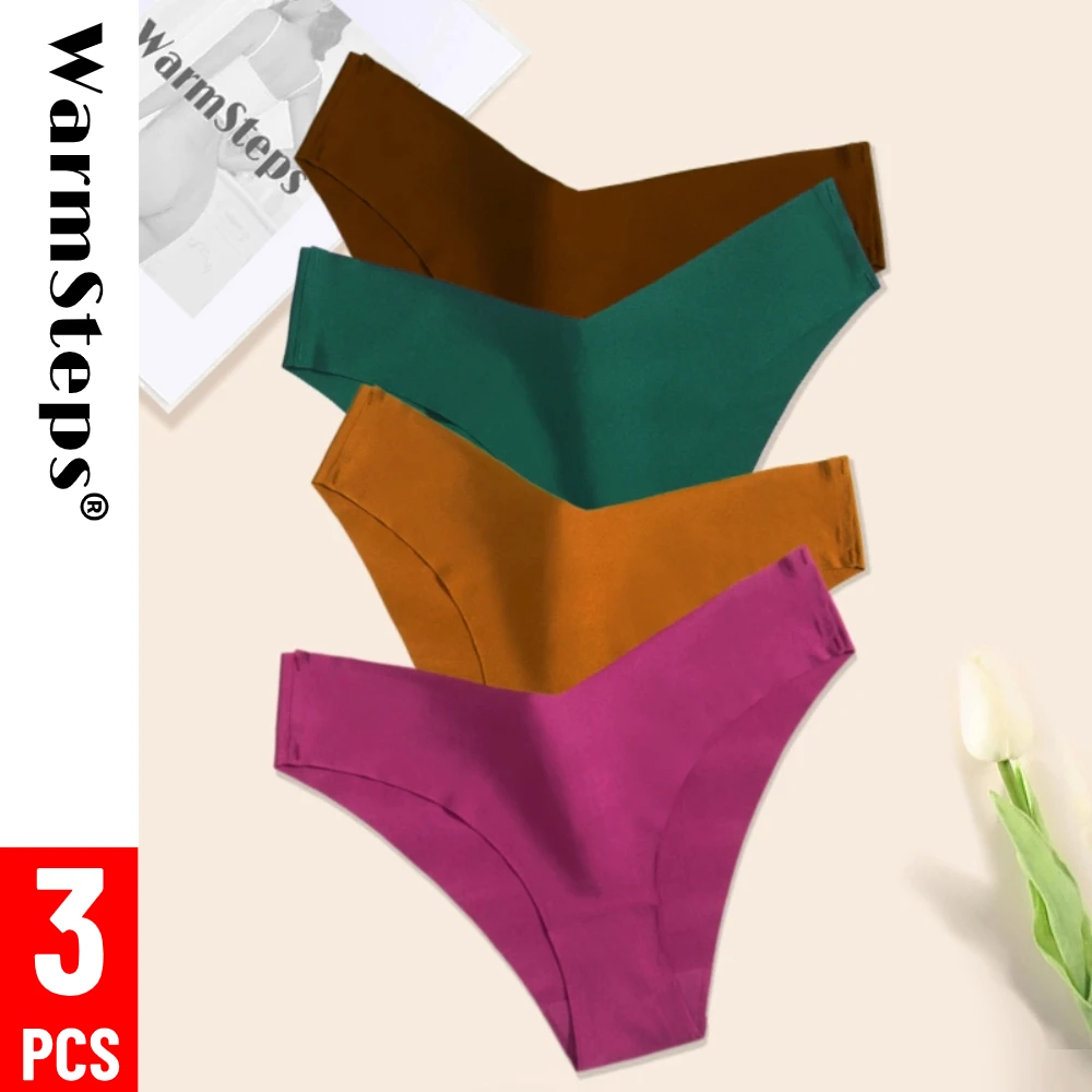 WarmSteps 3Pcs/Set Female Underwear Women\'s Panties Seamless Underwear for Woman Brazilian Panties G Strings Thongs Lingerie XXL