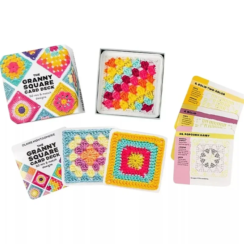 50pcs/box Mix Matchs Designs The Granny Square Card Decks Knitting Kit For Adults DIY Grandma Knitted Pattern Set