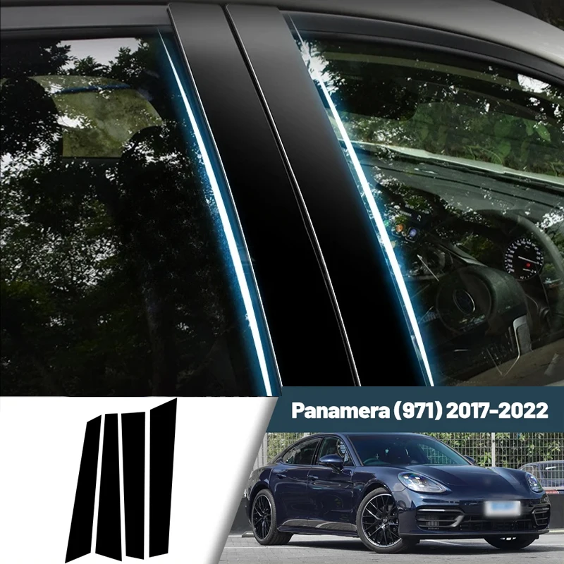 Наклейка на окно из лакированного черного углеволокна для Porsche Panamera 2017-2022