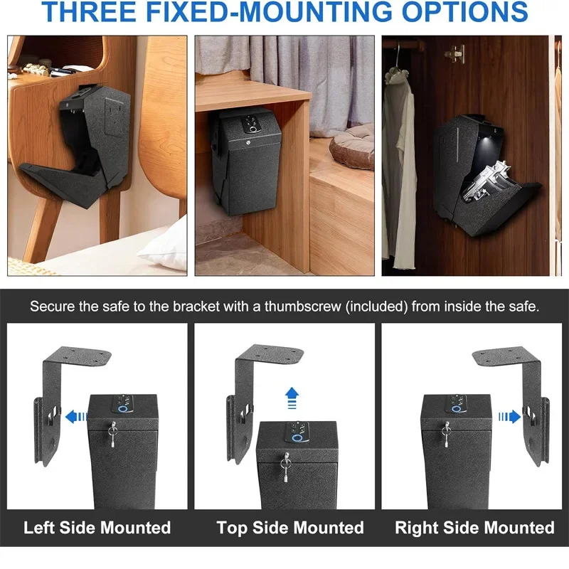 Biometric Gun Safe Box, Innovative Design for Private Firearms Security Wall Mounted, Home/Office Use Secure Storage Solution