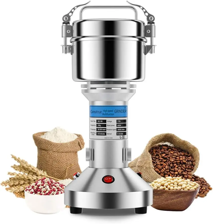 

Grain Mill Grinder Spice Grinder Flour Mill Wheat Cereals Herb Pulverizer for Kitchen,150g High Speed Dry Spice Grinder Machine