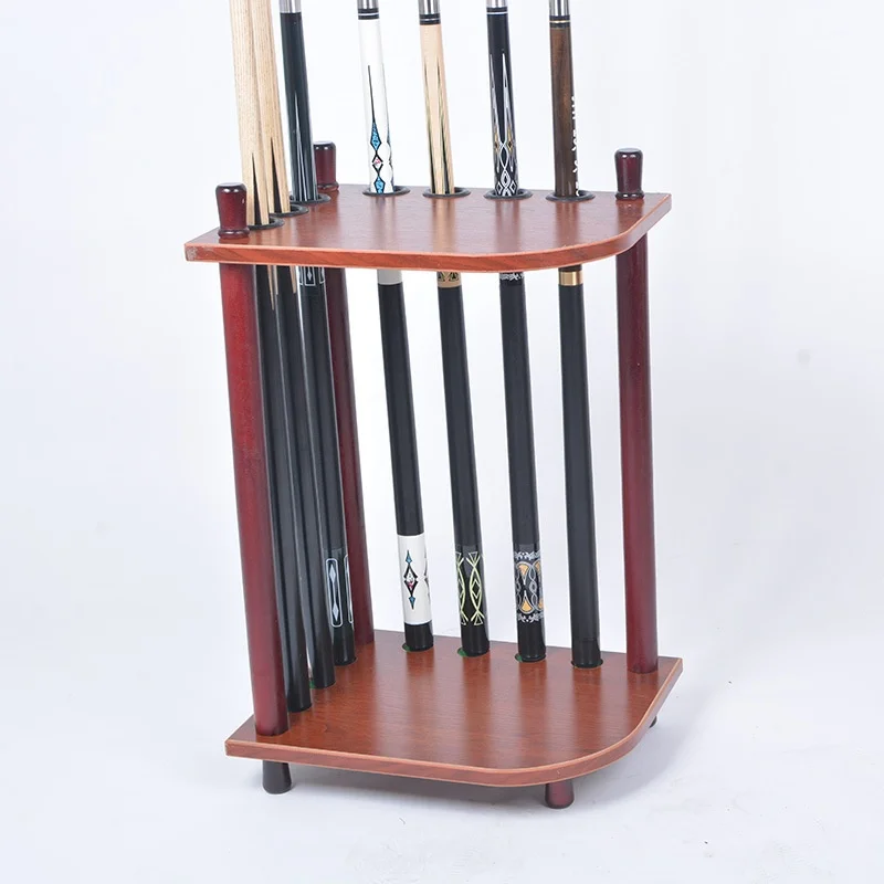 Customizable Logo 7-Hole Wood Cue Rack Floor-Standing Rod Box Ball Room Accessories for Pool Sports