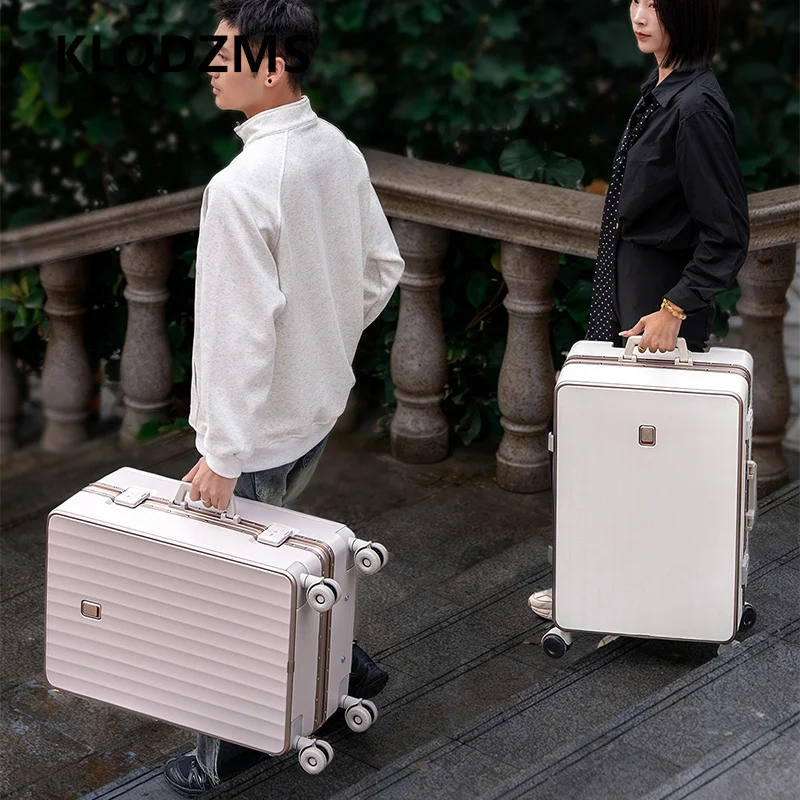 KLQDZMS Suitcase on Wheels Sturdy and Durable Boarding Box Aluminum Frame Trolley Case ABS+PC 20