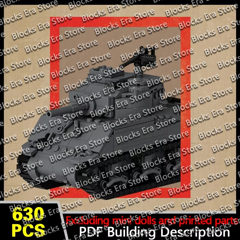QWERT M4A3E2 Military Tank Model MOC Building Bricks War Equipment Style Modular Technology Gifts Holiday Assemble Toys Suit