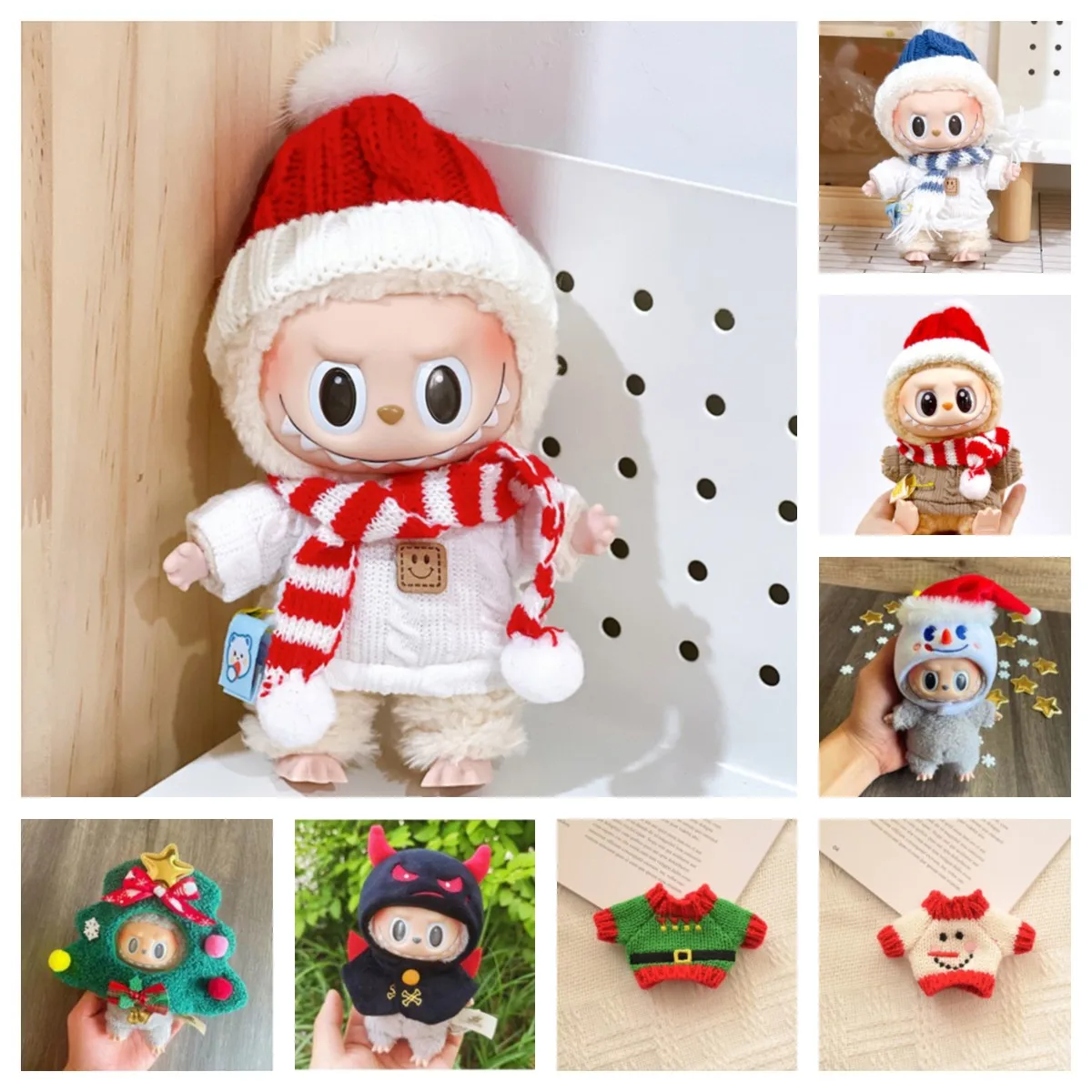 Mini ropa de muñeca de peluche de 17cm, accesorios de atuendo para Corea, Kpop Exo Labubu Idol, árbol de Navidad, conjunto de muñeco de nieve, regalo de ropa