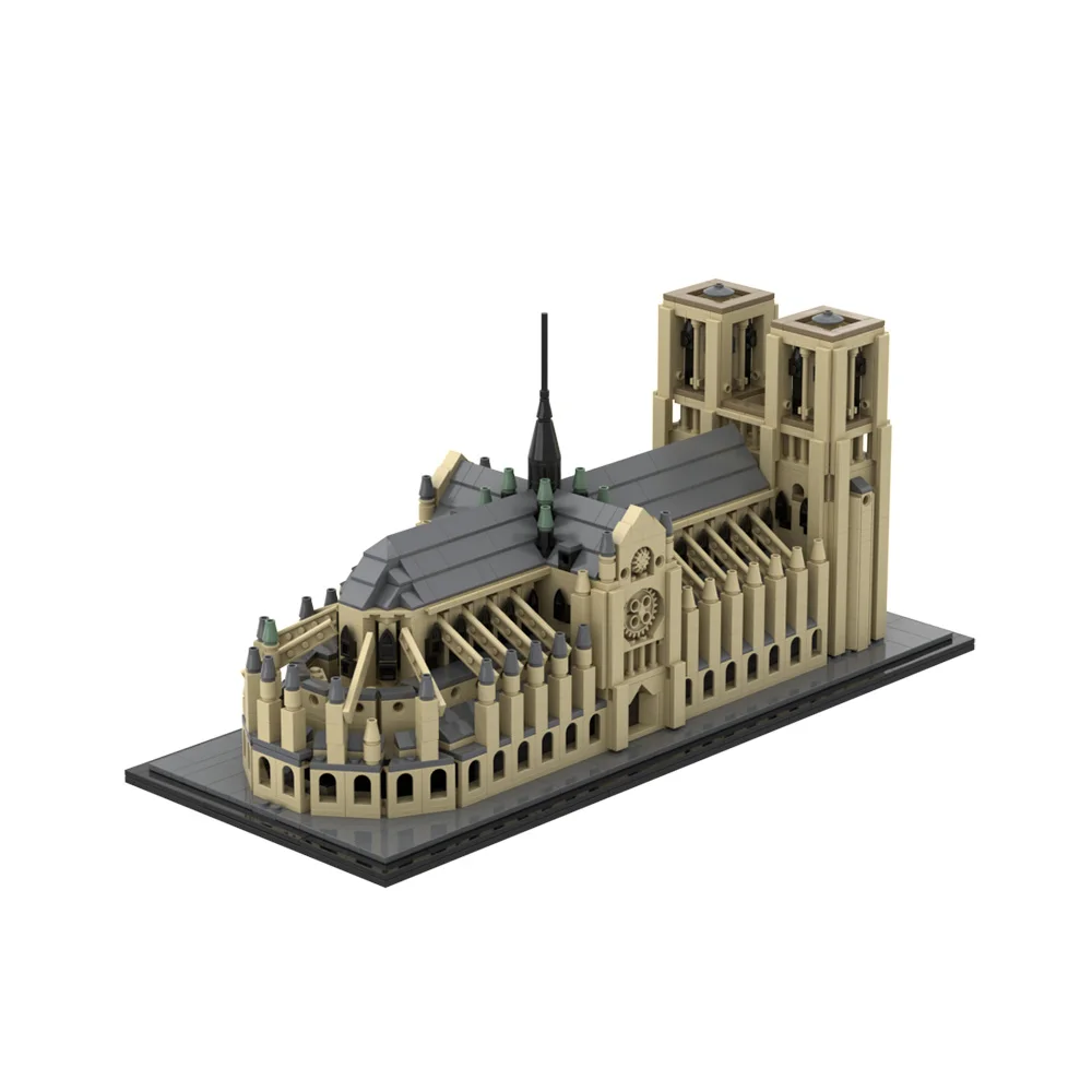 MOC Notre Dame Kathedrale Bausteine Klassische Stadt Architektur Modell Notre-Dame de Paris 1:800 Ziegel Zusammengebautes Spielzeug Geschenk