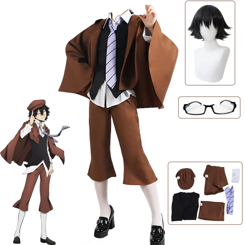 Anime Edogawa Rampo Cosplay Kostüm Perücke Brille Halloween Unisex Uniform Detektiv Anzug Party Colthing