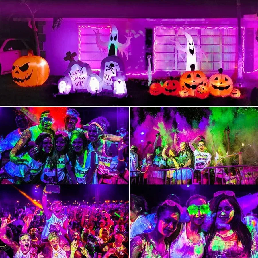 Imagem -05 - Prova Impermeável Água 50 100 300w uv Led Luz Preta Lâmpadas de Cura ao ar Livre Holofote Ultravioleta Fluorescente para Boate Festa de Halloween à