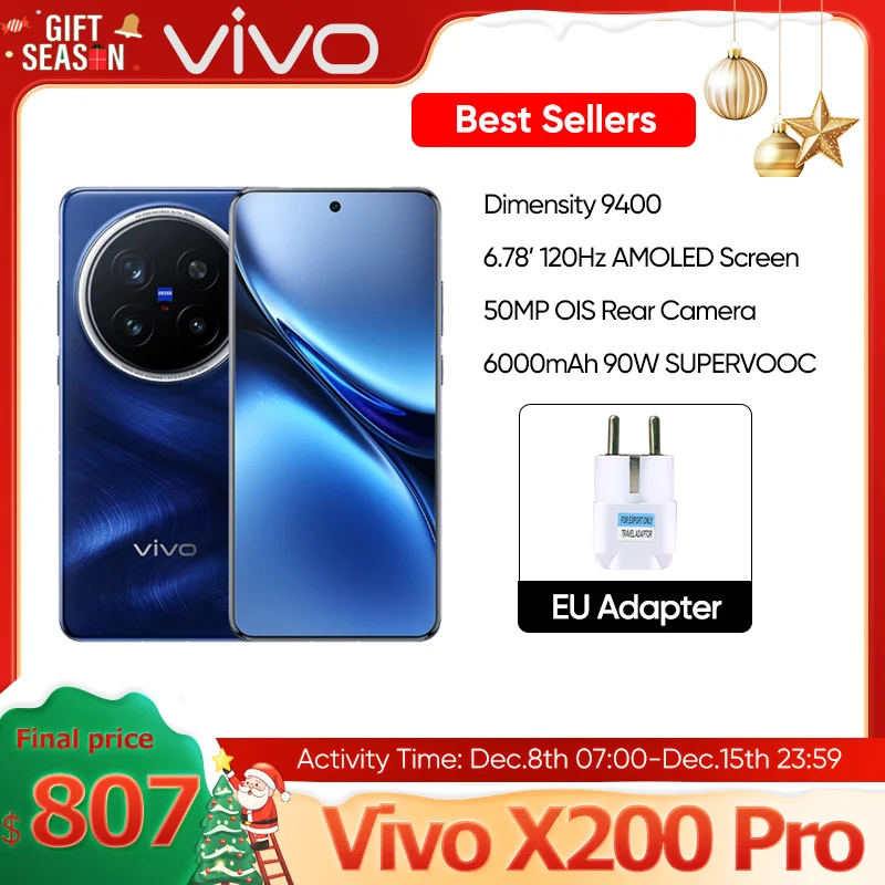 China Version VIVO X200 PRO 5G Dimensity 9400 CPU 6.78 inch AMOLED 120HZ Screen 6000mAh 90W Flash Charger OTA NFC 50MP camera