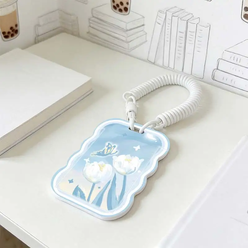 Card Protective Case for Photo Protector Student Bus/Meal Card Protection Case Stretchable Spring Cord Kpop Photocard Holder