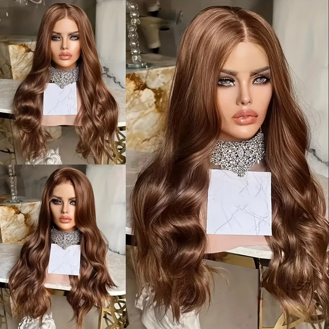 

Glueless Natural Highlight Brown 5x5 Silk Base Human Hair with BabyHair Soft Body Wave HD Lace Hair Preplucked