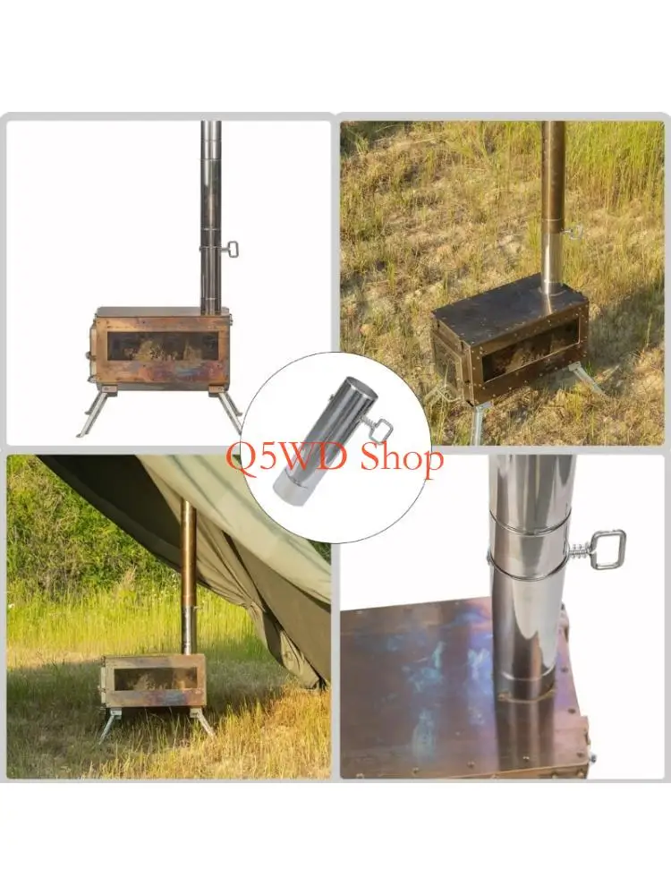 Q5WD Stainless Steel Chimney Straight Pipe Replacement Outdoor Stove Exhaust Pipe for Camping Tents Easy Installation